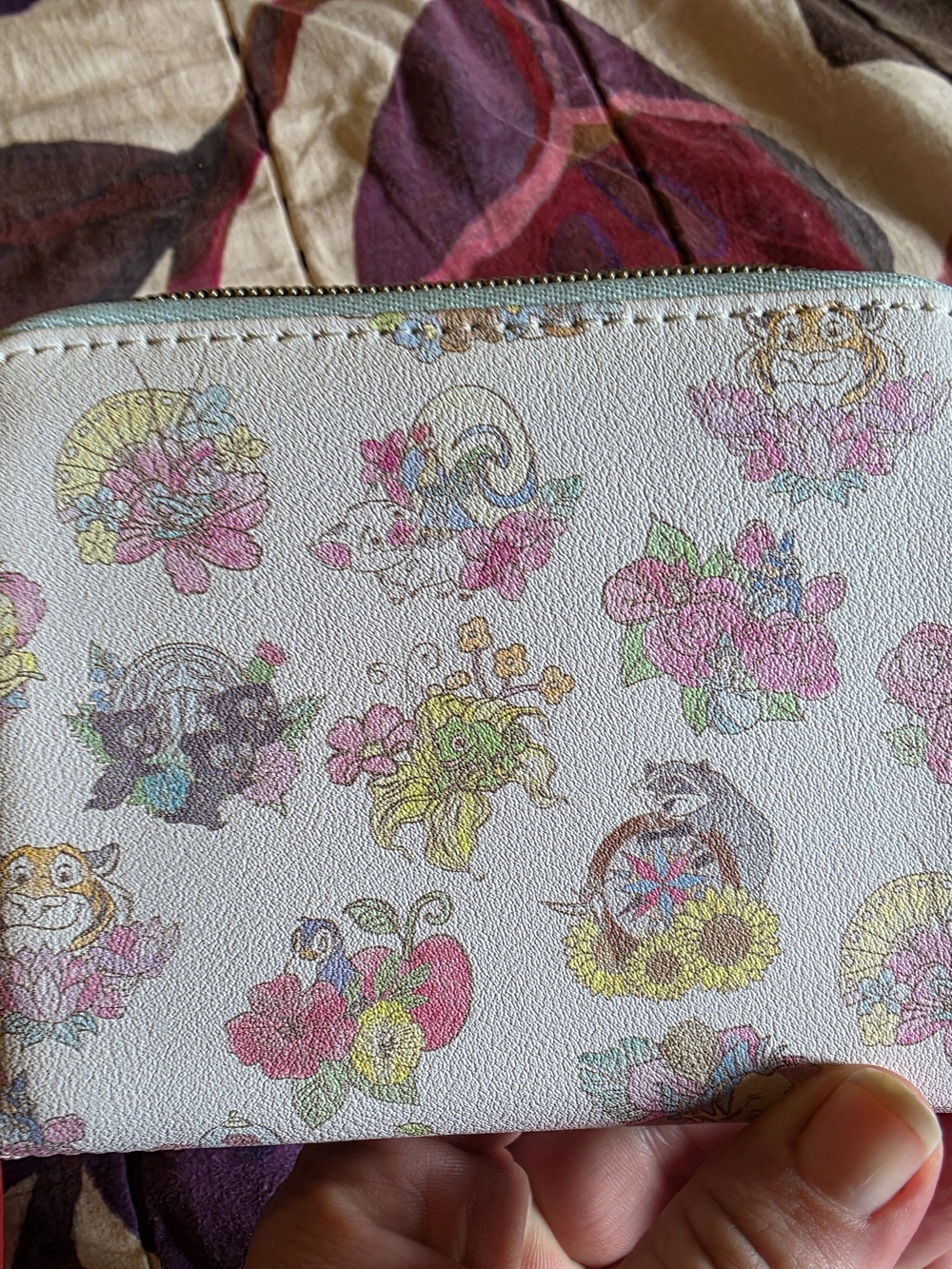 Loungefly Disney Princess Pastel Floral Zip Card Holder in Mint and Pink - Picture 2 of 7